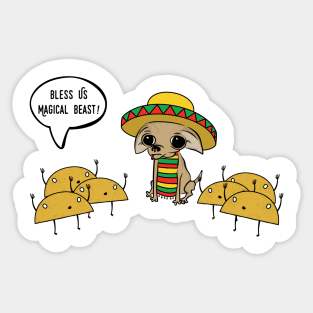 Funny Tacos Worshipping Mexican Chihuahua Sticker